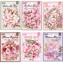 即日出荷 120枚 クリアシール 藤の花 ローズ 薔薇 牡丹 さくら 蘭 花柄 花びら 花束 桃の花 桜枝 ボタン 桜 枝 イラストシール コラージュ素材 買い得セット おしゃれ PET 耐水 PET