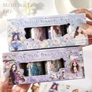 即日出荷 型抜き 4ロール入 幅広60mm クリアテープ 人物 女の子 少女 後ろ姿 花柄 イラスト シール コラージュ素材 買い得セット 箱入り PET 耐水 マスキングテープ ダイカットテープ か
