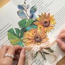 即日出荷 立体感 硬質シール 余白なし 手描き風 挿絵 花びら 花柄 手作り 造花 イラストシール 向日葵 ひまわり 蝶 きのこ コラージュ素材 シール 大きめ 葉っぱ 油絵 コラージュ 素材 デコレ