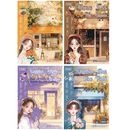 即日出荷 柄違い4冊 20頁/冊 シールブック 型抜き 手描き風 人物シール 女の子 男の子 生活雑貨 小屋 建物 コーヒー 珈琲 花屋 パン屋 花 食品 パン ケーキ カフェ リボン 異素材 耐水P