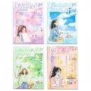 即日出荷 柄違い4冊 シールブック 型抜き 水彩 手描き 大きめ 人物シール 女の子 女子 少女 人物 全身 後ろ姿 料理 家事 運動 女性 体操 女子 本 イラスト シール 20頁 コラージュ素材 