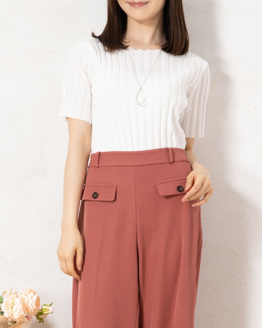 ラメ入りワイドリブニット