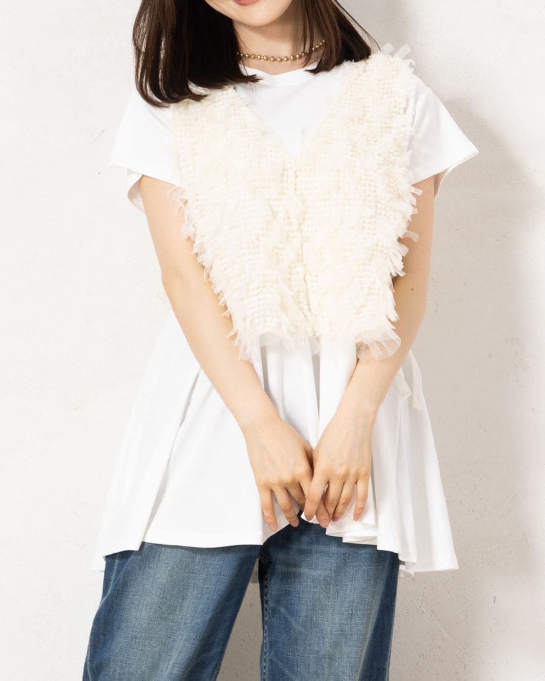 リボンヤーンベスト+Tシャツ