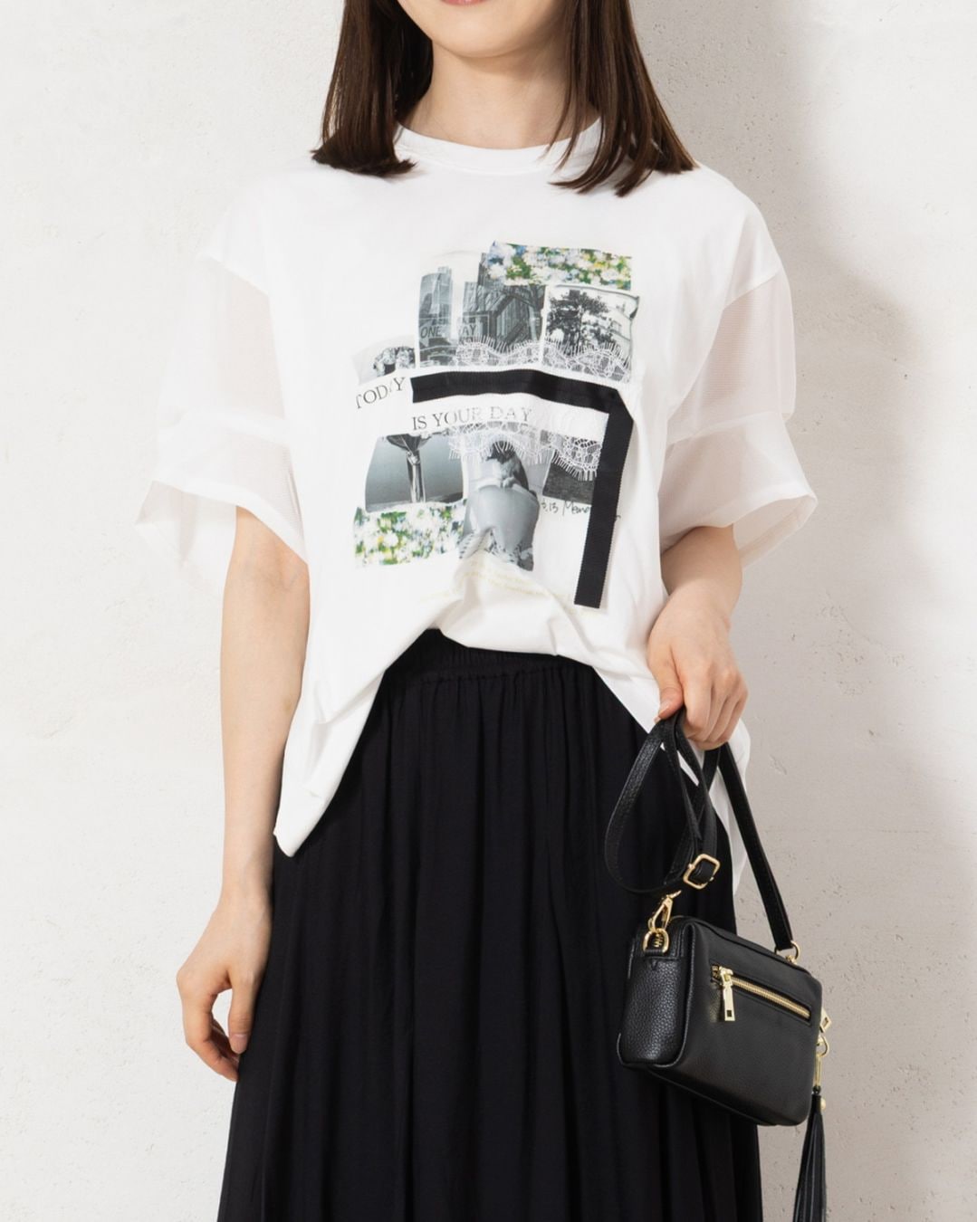 メッシュスリーブTシャツ