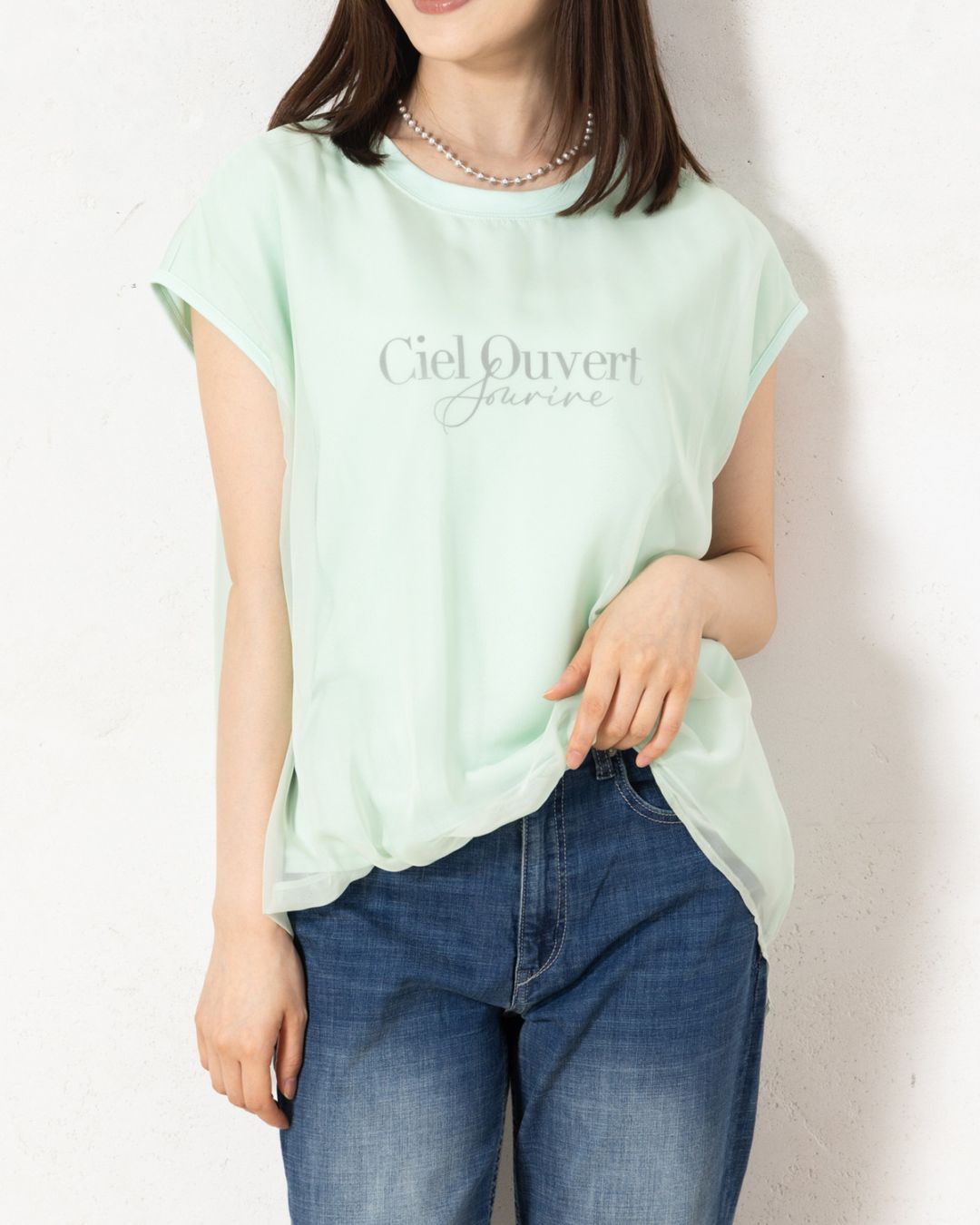 シアーレイヤードロゴTシャツ