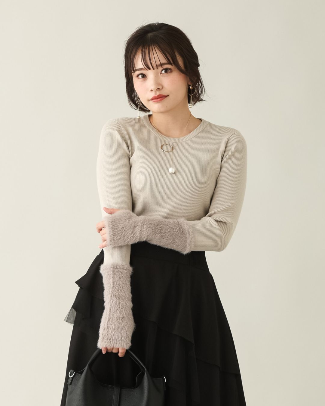シャギー切替リブニット