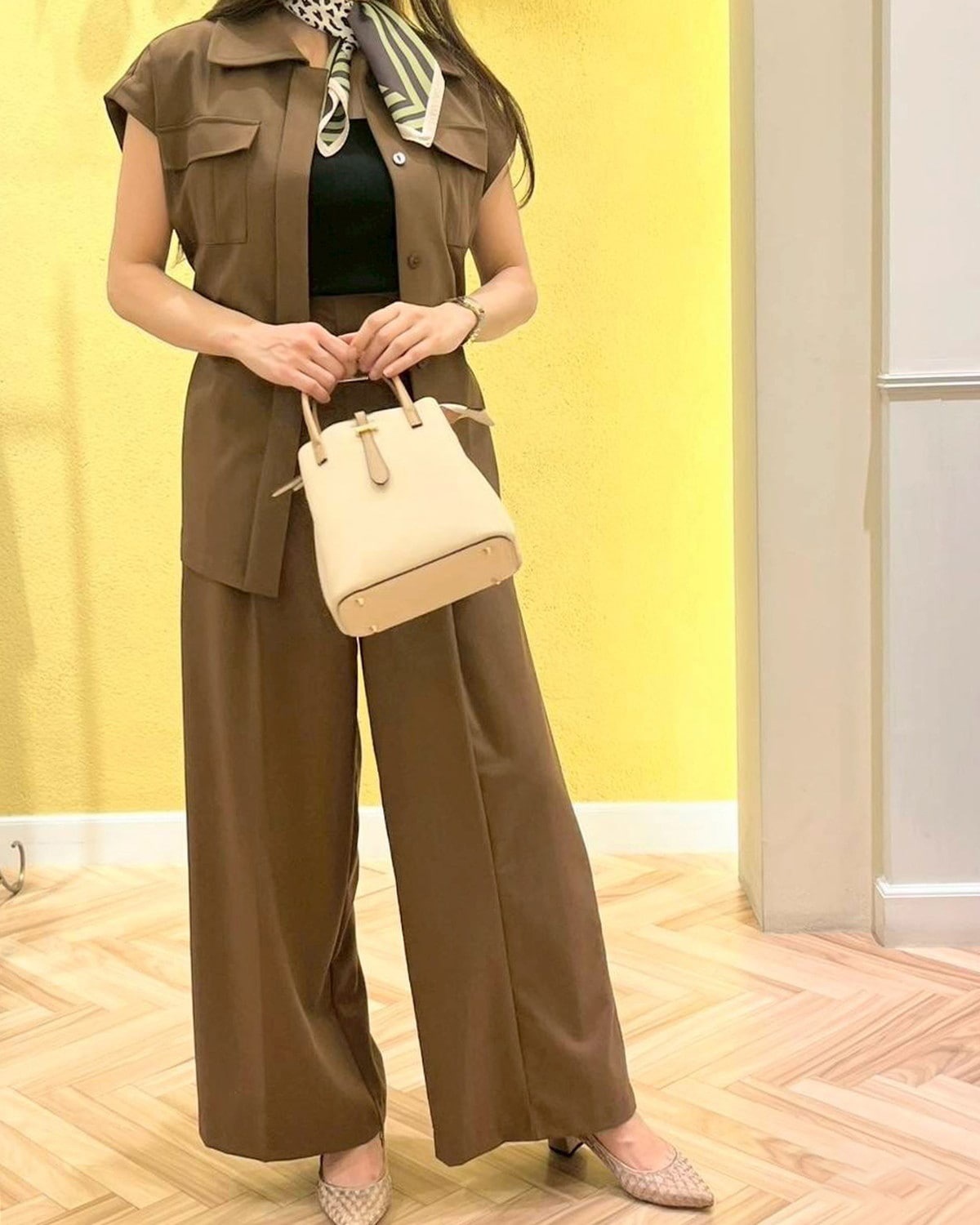 ハイウエストベルト付パンツ
