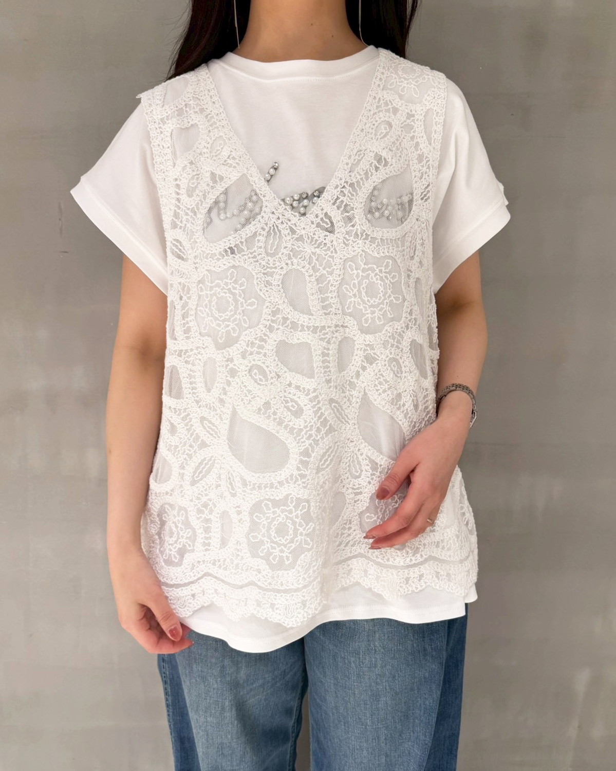 刺繍２WAYタンク
