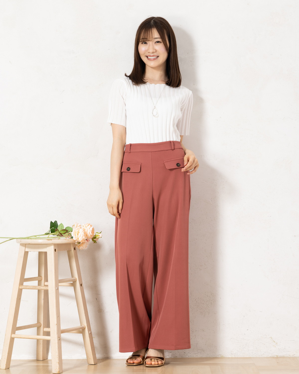 ラメ入りワイドリブニット
