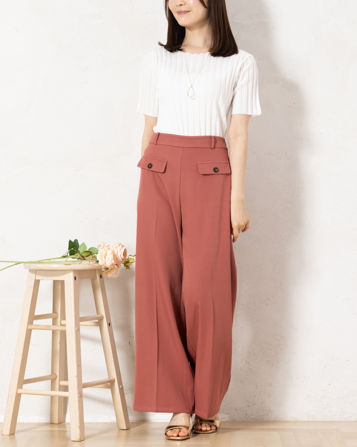 ラメ入りワイドリブニット