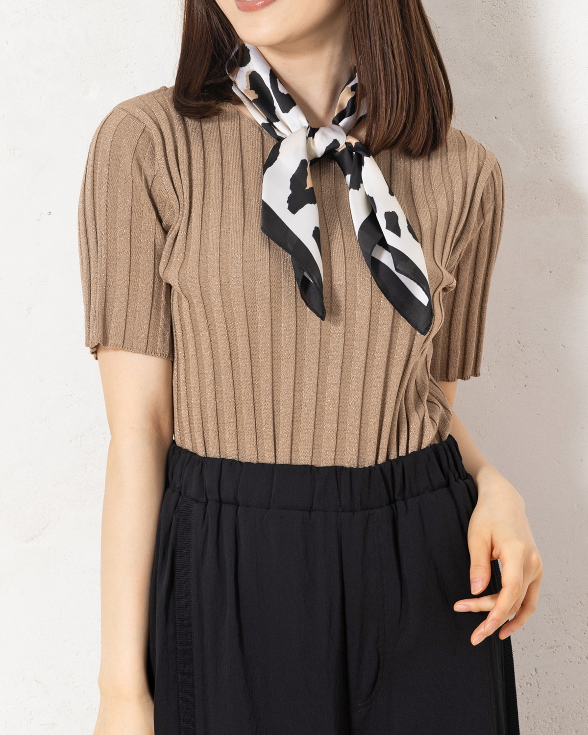 ラメ入りワイドリブニット