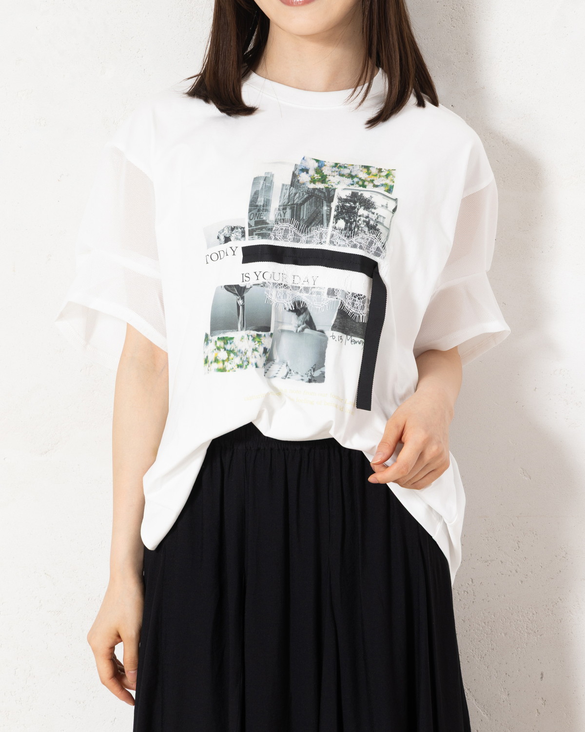 メッシュスリーブTシャツ