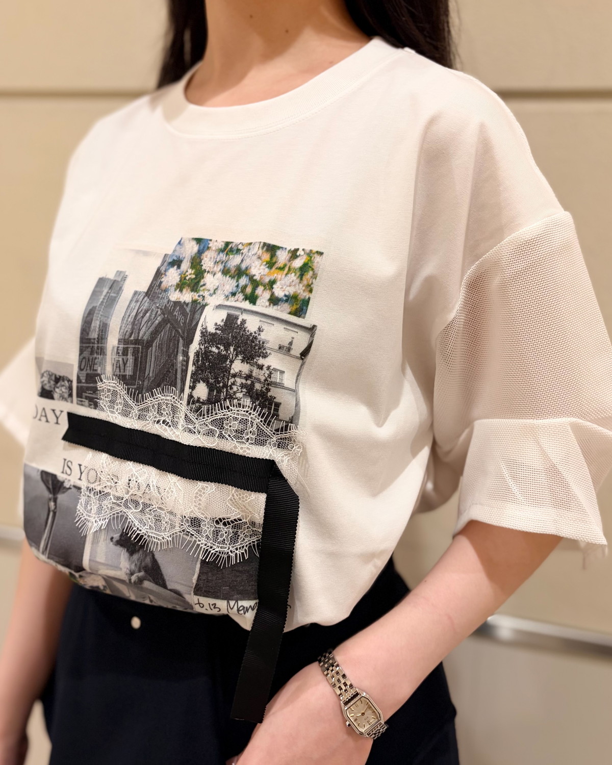 メッシュスリーブTシャツ