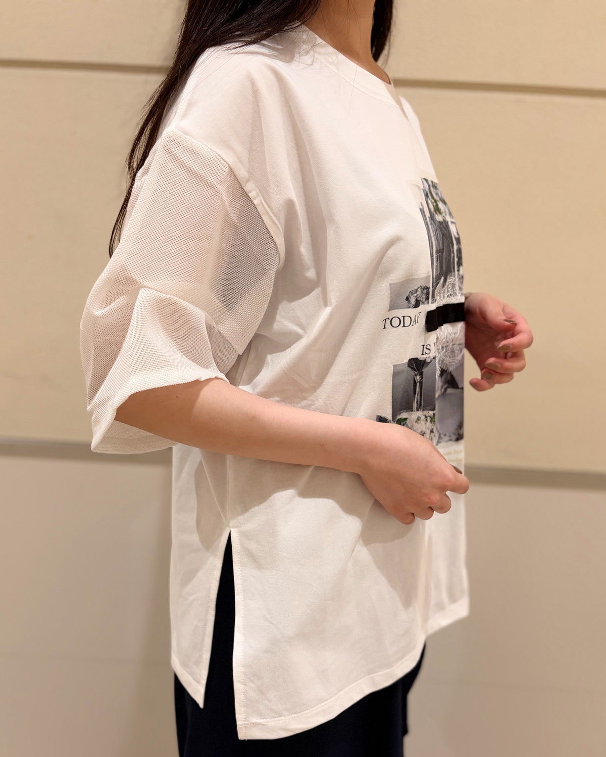 メッシュスリーブTシャツ
