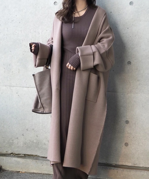 wool blend knit long coat | OUTER | LAULEN