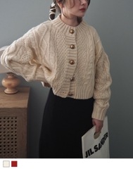 antique button cable knit cardigan
