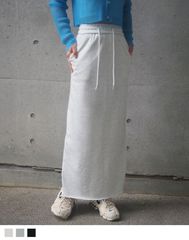 sweat back slit long skirt