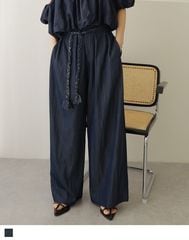 double tuck belted wide pants