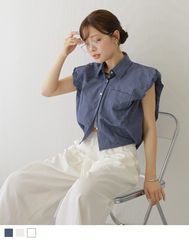 cotton check power shoulder shirt
