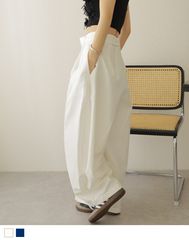 belted tuck wide pants