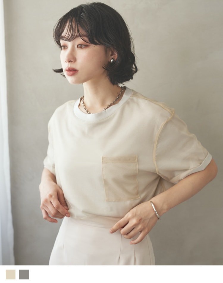 flower motif sheer tops | TOPS | LAULEN