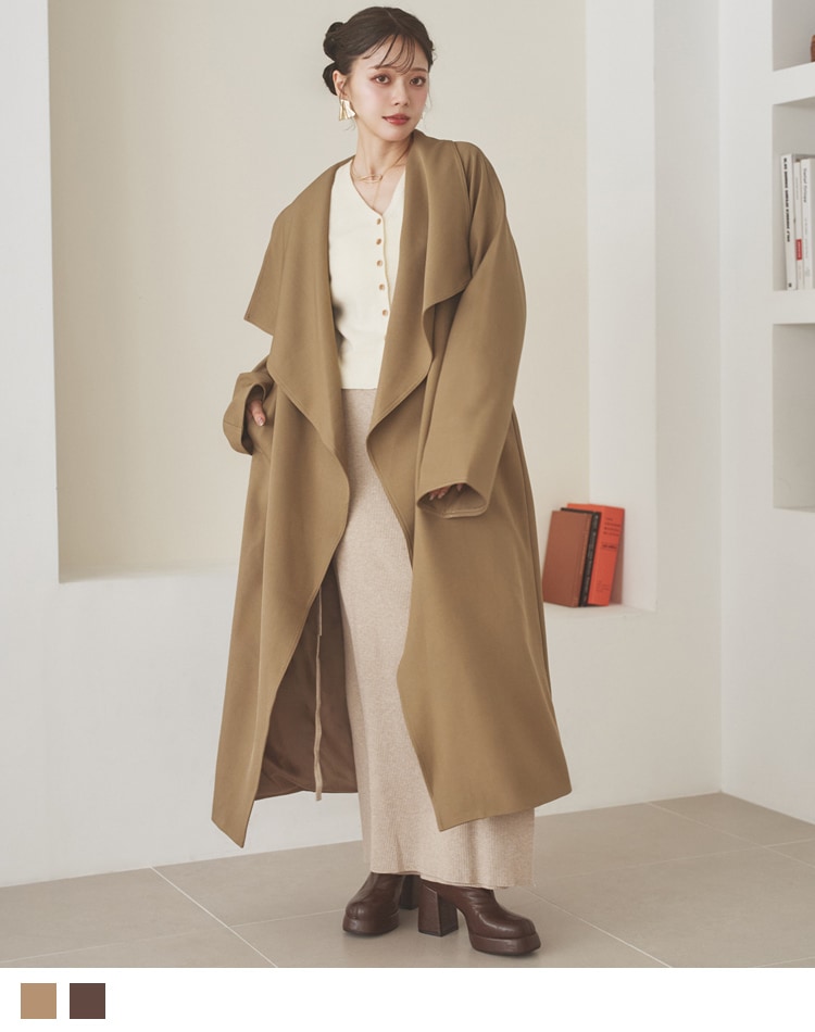 【新品未使用】LAULÉN ブラウン ダブルボタンコート Mサイズ 人気商品 soutien collar double button coat /ステンカラーダブルボタン