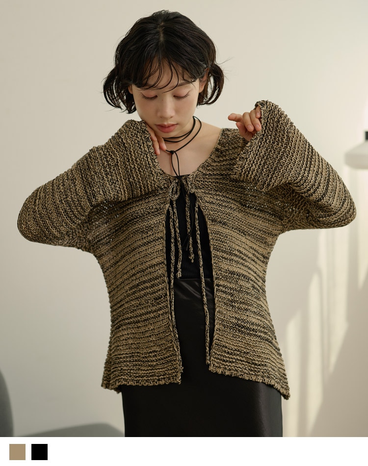 double zip crochet knit cardigan | TOPS | LAULEN