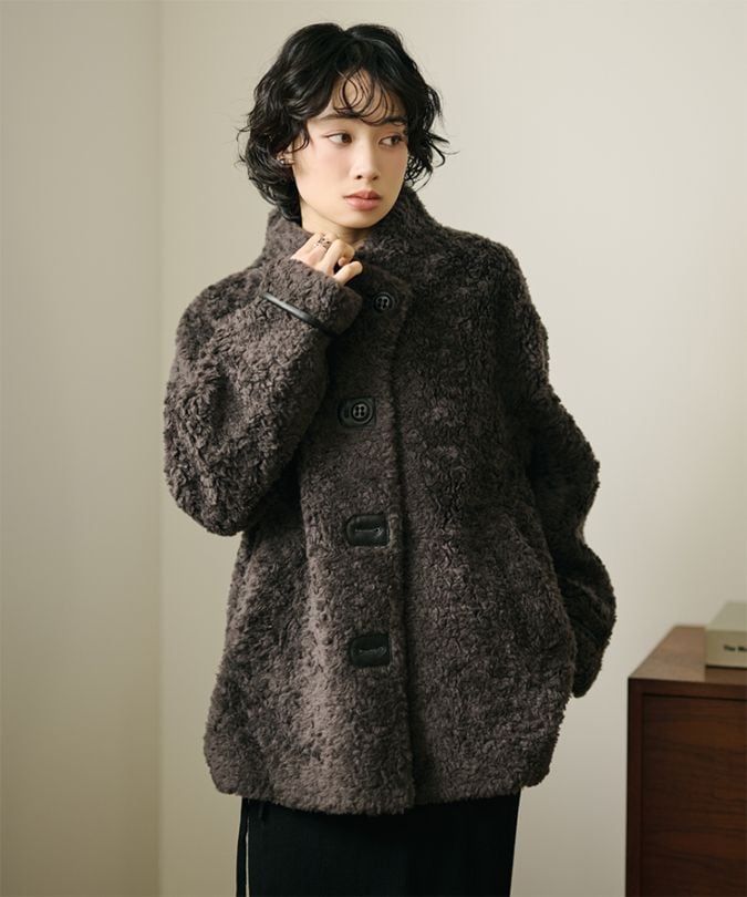 shéller collarress wool middle coat/0001 sheller collarress wool middle coat