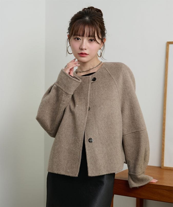 wool blend knit long coat | OUTER | LAULEN