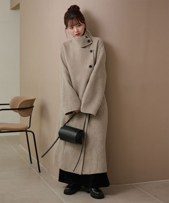 wool blend knit long coat | OUTER | LAULEN