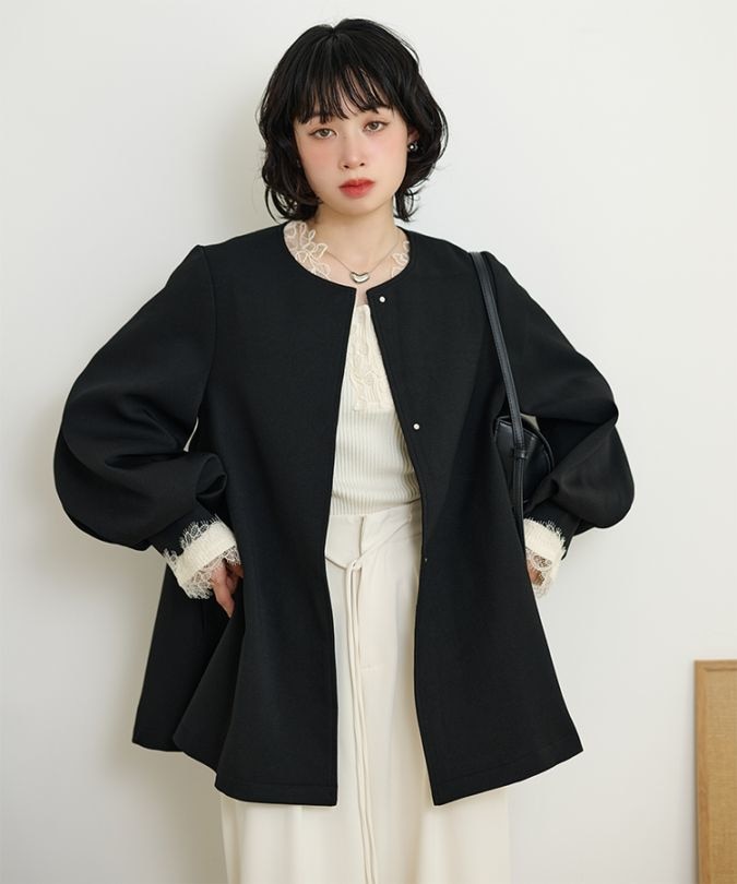 jacquard no collar knit jacket | OUTER | LAULEN（ローレン）