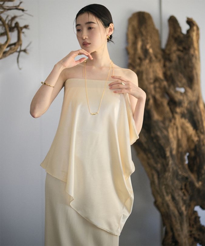 satin drape bare top blouse | TOPS | LAULEN（ローレン）