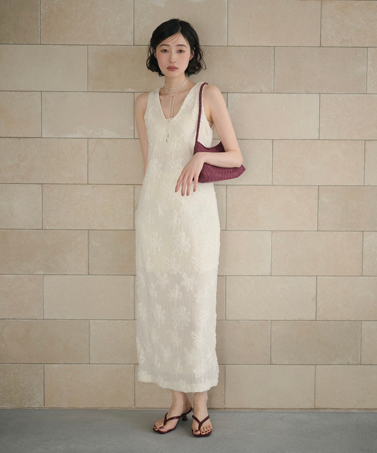 embroidery lace v neck dress | DRESS | LAULEN（ローレン）