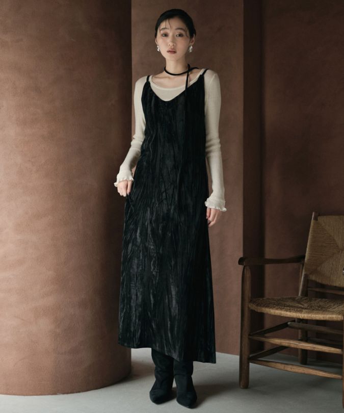 velour long cord choker camisole dress | DRESS | LAULEN（ローレン）