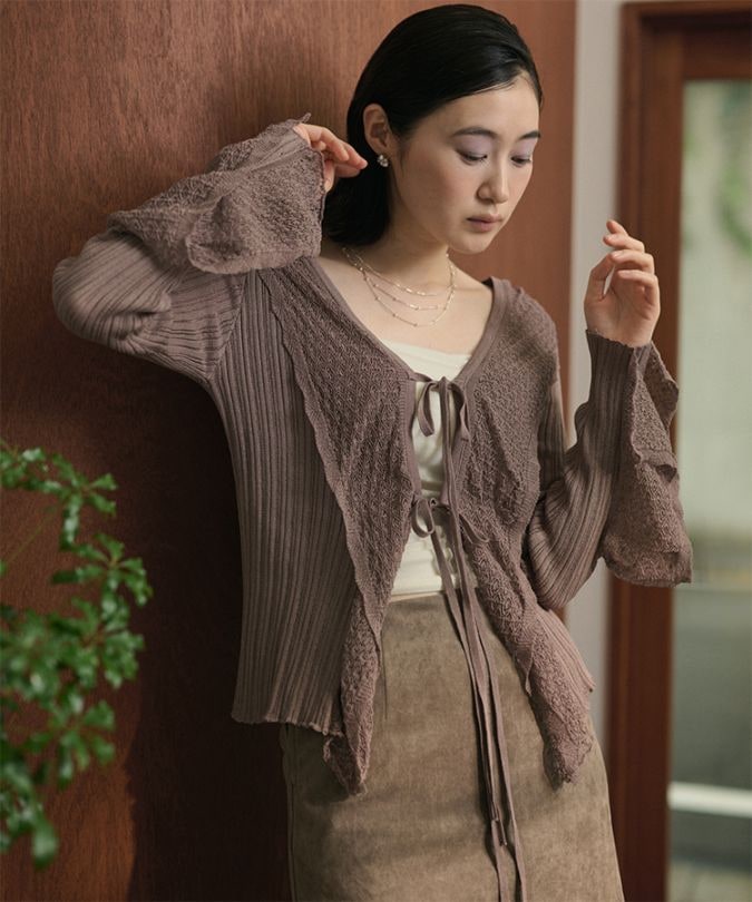 sheer rib knit cardigan | TOPS | LAULEN（ローレン）