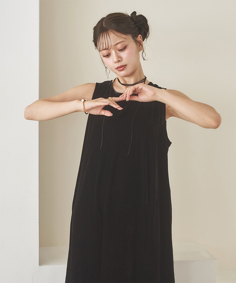 velor back open long dress | DRESS | LAULEN