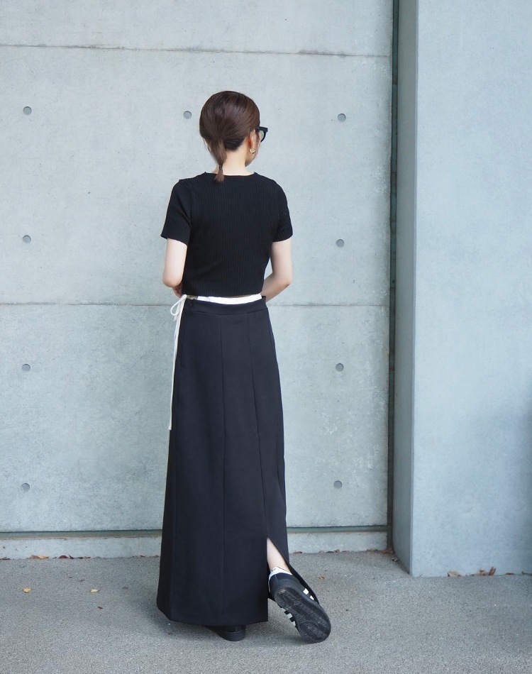LANVIN スカート ブラック系 waist bicolor long skirt | BOTTOMS | LAULEN