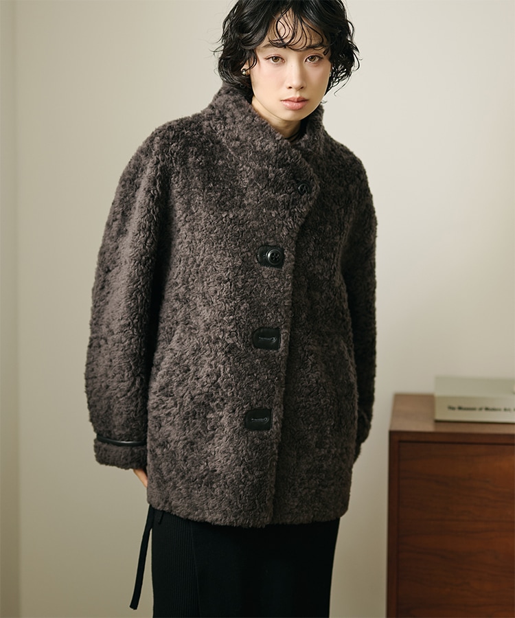 wool boa stand collar middle coat | OUTER | LAULEN（ローレン）