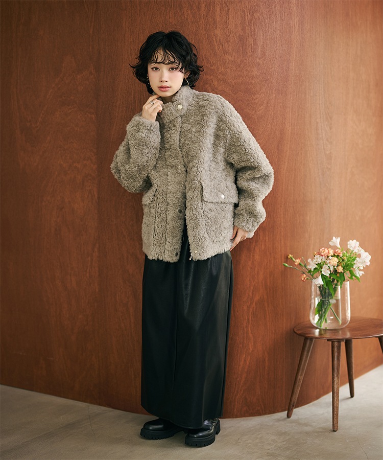 wool boa double pocket coat | OUTER | LAULEN