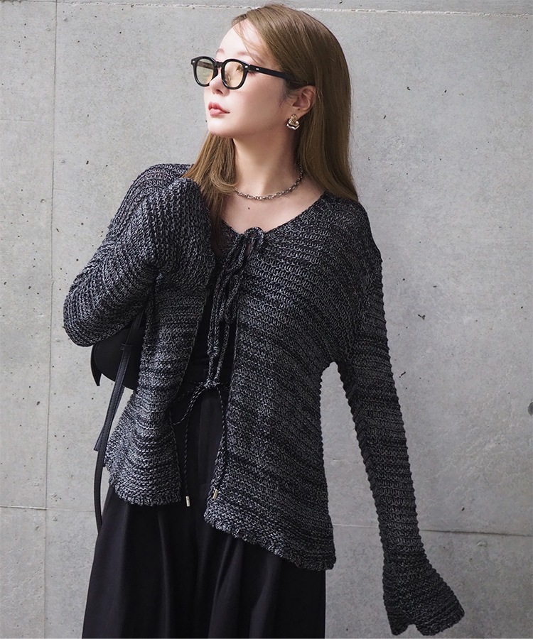 front ribbon mix knit cardigan | TOPS | LAULEN（ローレン）