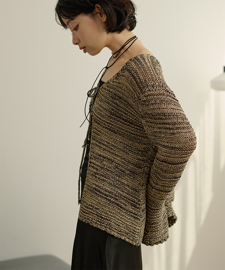 front ribbon mix knit cardigan | TOPS | LAULEN（ローレン）