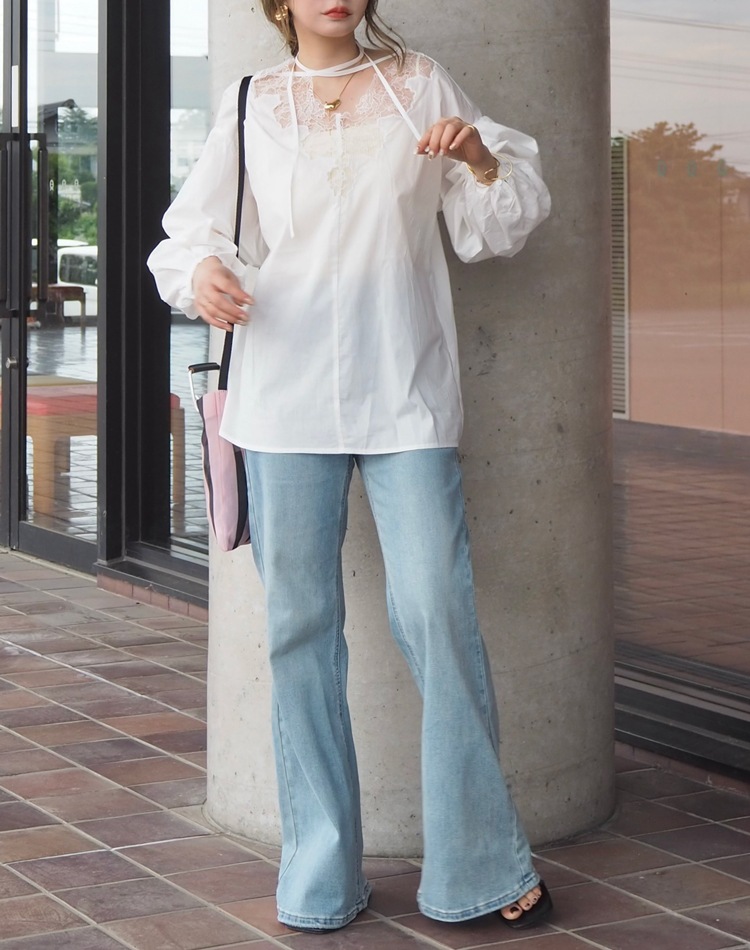 【即日発送可】anuans シフォンボリュームブラウス anuans オフショル シフォンボリュームブラウス