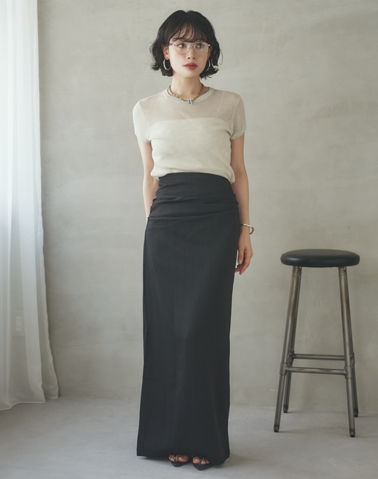 tuck gather side slit skirt | BOTTOMS | LAULEN（ローレン）