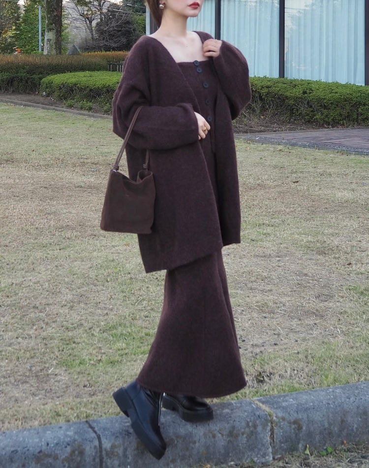 knit cardigan tops skirt 3set | DRESS | LAULEN