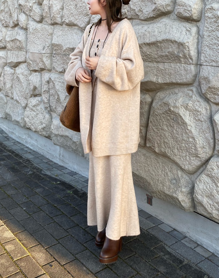 knit cardigan tops skirt 3set | DRESS | LAULEN