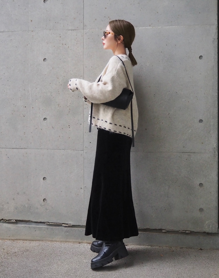 bicolor stitch cardigan | TOPS | LAULEN