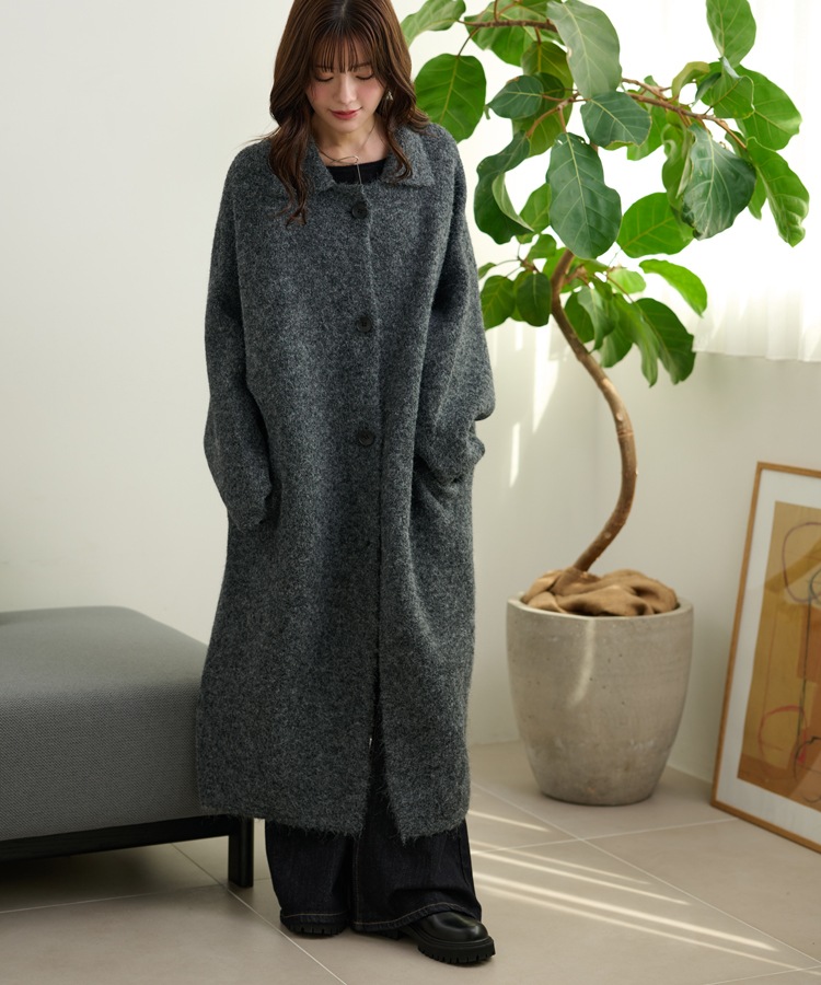 wool blend knit long coat | OUTER | LAULEN（ローレン）