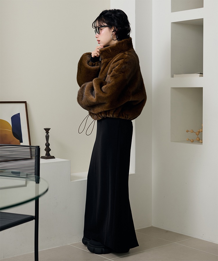 fur zip up short blouson | OUTER | LAULEN