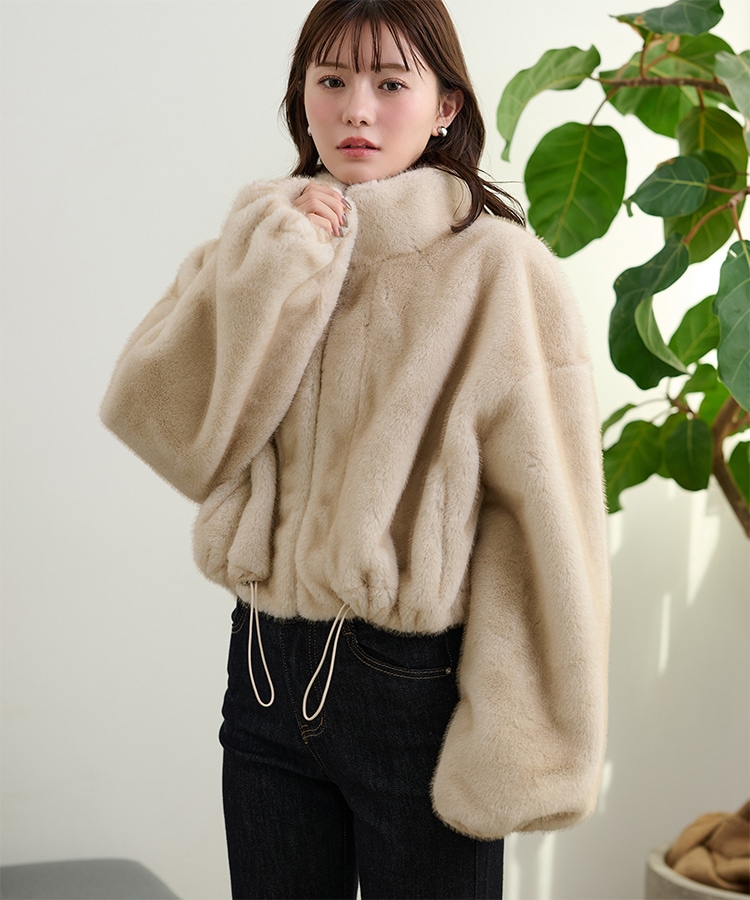 fur zip up short blouson | OUTER | LAULEN