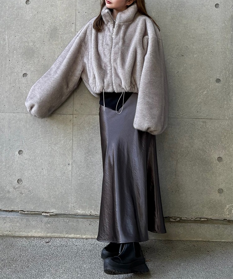 fur zip up short blouson | OUTER | LAULEN